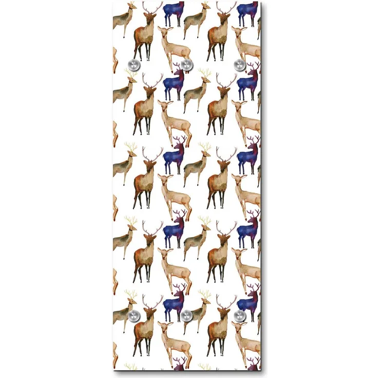 Queence Garderobe - "Deery" Druck auf hochwertigem Arcylglas inkl. Edelstahlhaken und Aufhängung, Format: 50x120cm