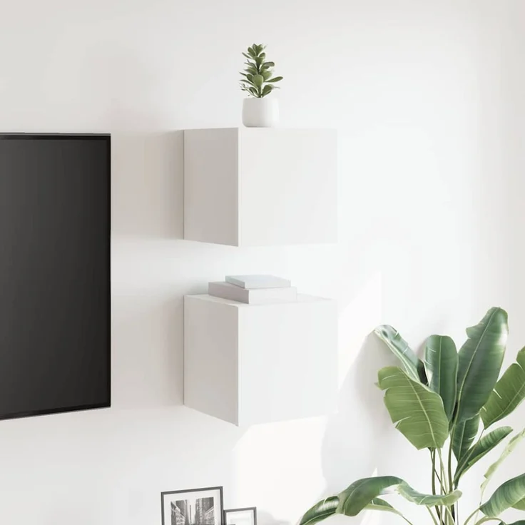 2 pcs TV-Wandschrank, TV Hängeboard Hängeschrank Weiß 30,5x30x30 cm – Bild 3