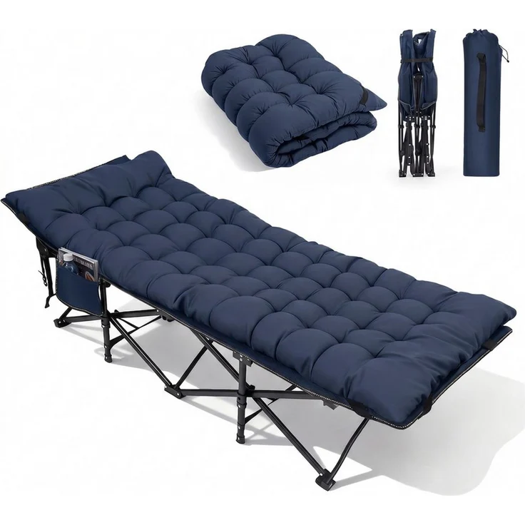 Sekey Feldbett Campingbett klappbar Campingliege Angelliege Klappbett bis 200 kg 190 x 71 x 35 cm Klappbett mit Matratze, für Garten Camping Outdoor – Bild 1