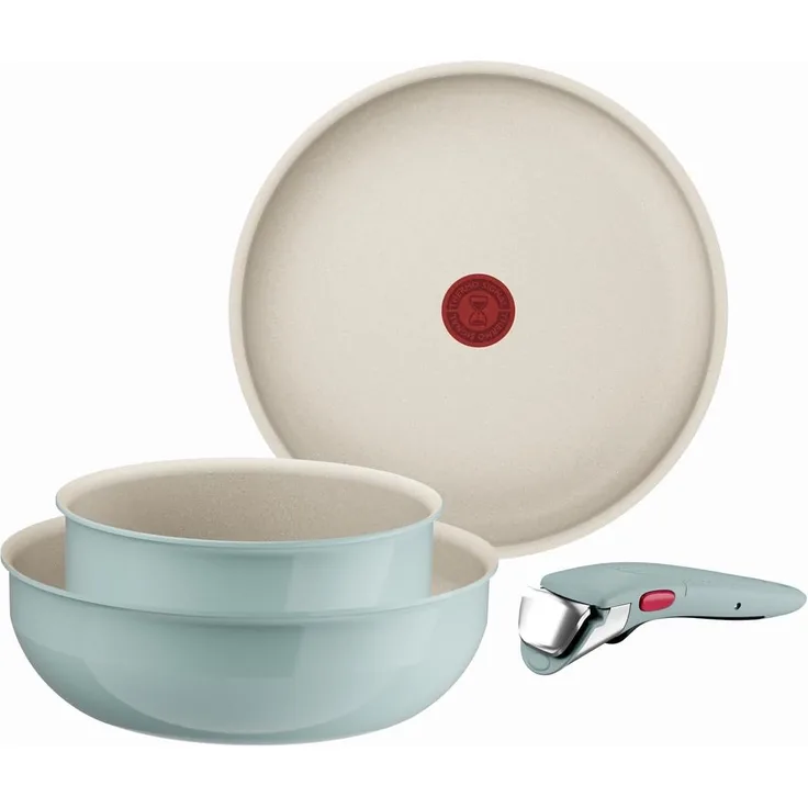 Tefal Ingenio Serenity Kochgeschirr-Set 4-teilig, Mineralia Antihaftversiegelung, platzsparend, stapelbar, für alle Herdarten, spülmaschinengeeignet, Eucalyptus, L8284S04