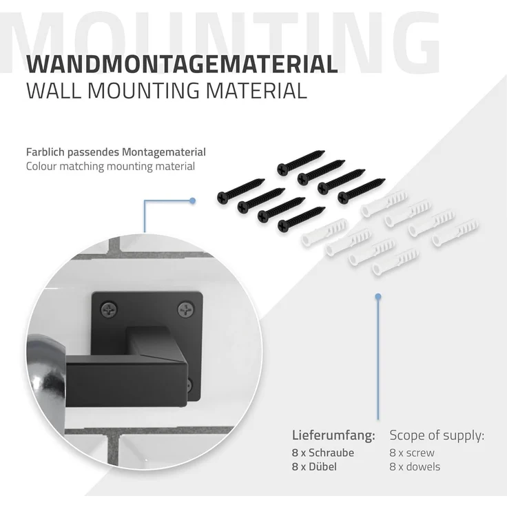 ML-DESIGN Kleiderstange Wandgarderobe Rechteck für die Wand aus Stahl inkl. Montagematerial (1 St), Garderobenstange 90x30 cm Schwarz U-Form Kleiderständer Kleidergestell – Bild 5