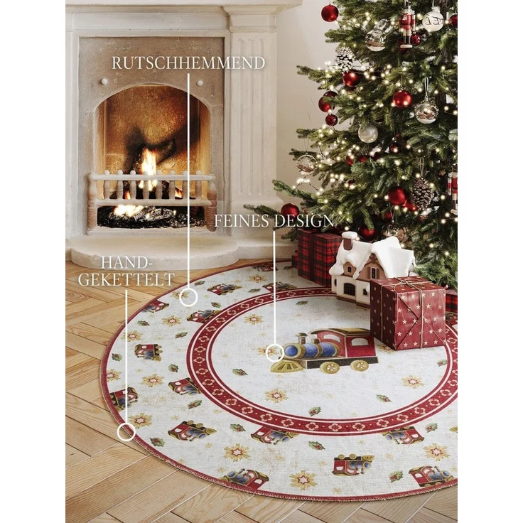 Villeroy & Boch Teppich Toy's Delight Limited Edition Santa Claus, rund, Höhe: 3 mm, Limited Edition, Weihnachten, Wohnzimmer, Baumrock, Waschbar, Rund – Bild 2