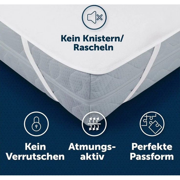 Blumtal Matratzenschoner 80x160 cm - wasserdichte Matratzenauflage 80x160 cm aus 80% Baumwolle - Oeko-TEX zert. Inkontinenzunterlage waschbar bis 95 °C - knisterfreier Bett Topper - Inkontinenzauflage – Bild 3
