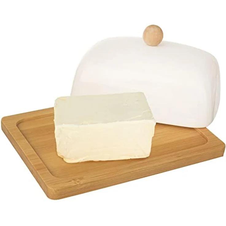 Orion Orion Butterdose aus Porzellan, Bambus-Butterdose, 13 x 8,5 x 16 cm – Bild 4