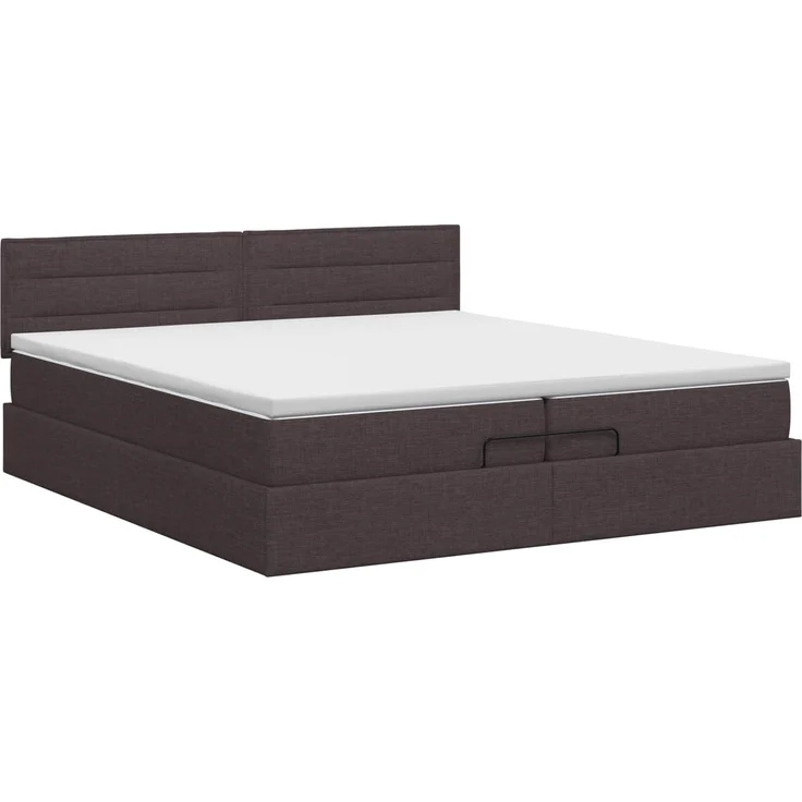 vidaXL Ottoman Bett mit Matratze Dunkelbraun 200 x 200 cm Stoff 3456271 – Bild 8