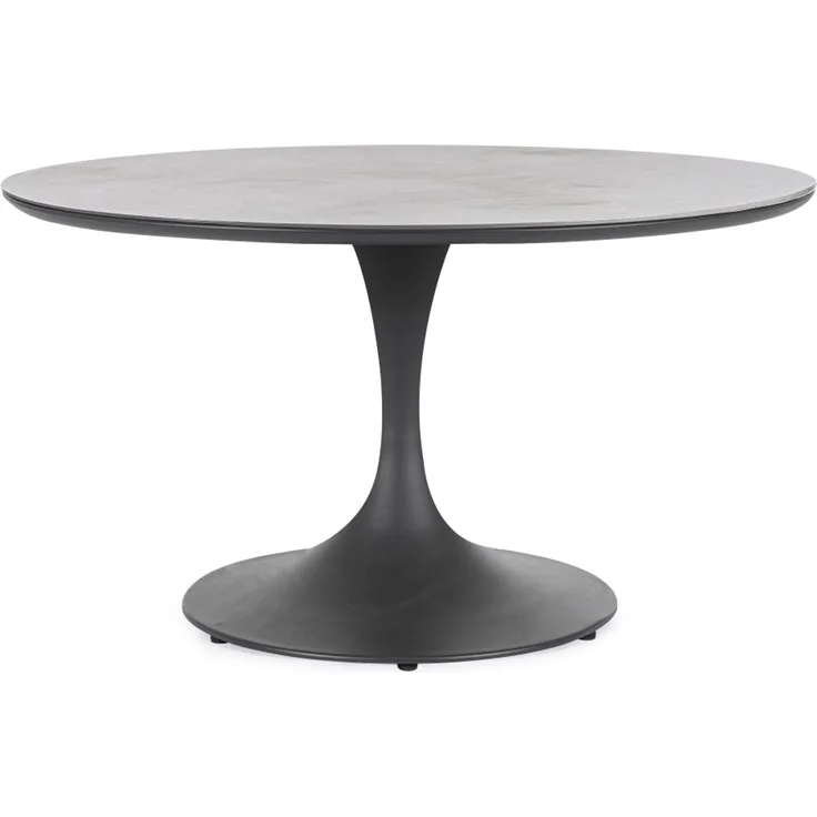 Gartenesstisch Arnold aus Aluminium und Stein, modern, rund Ø 120 cm, anthrazit, für 4–6 Personen