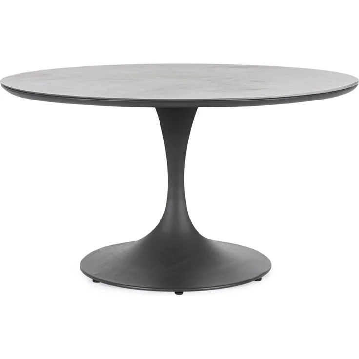 Gartenesstisch Arnold aus Aluminium und Stein, modern, rund Ø 120 cm, anthrazit, für 4–6 Personen