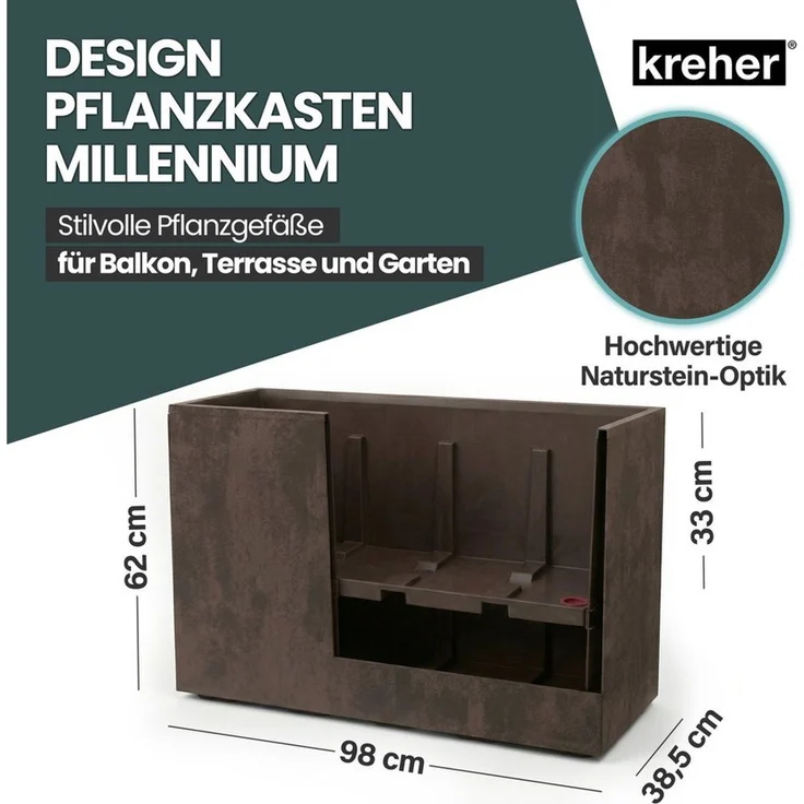 Kreher Pflanzkübel 'Millennium Fence', XXL Sichtschutz in verschiedenen Farben (1 St) – Bild 2