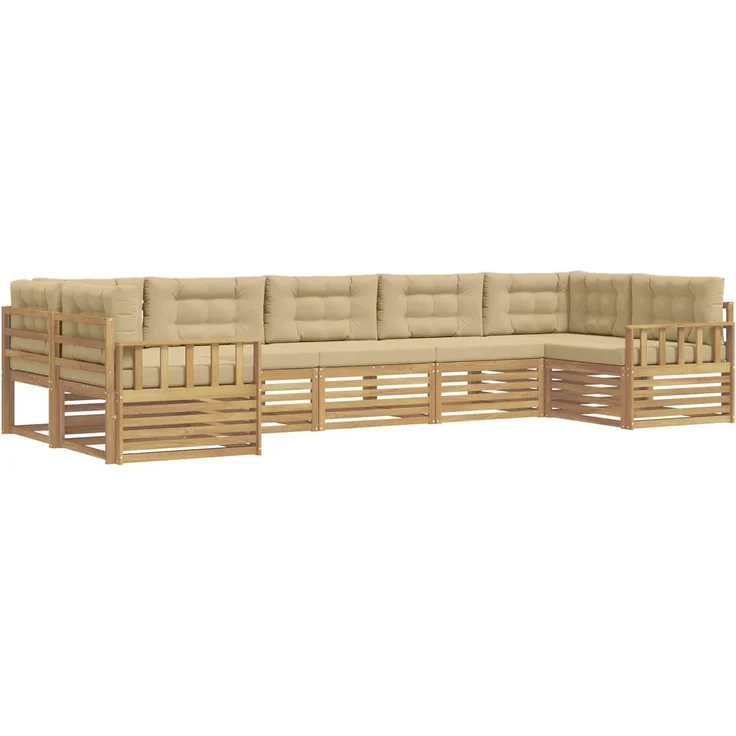 vidaXL Outdoor-Sofagarnitur 7 stk. 7-Sitzer Weiß und Beige 3391078 – Bild 2