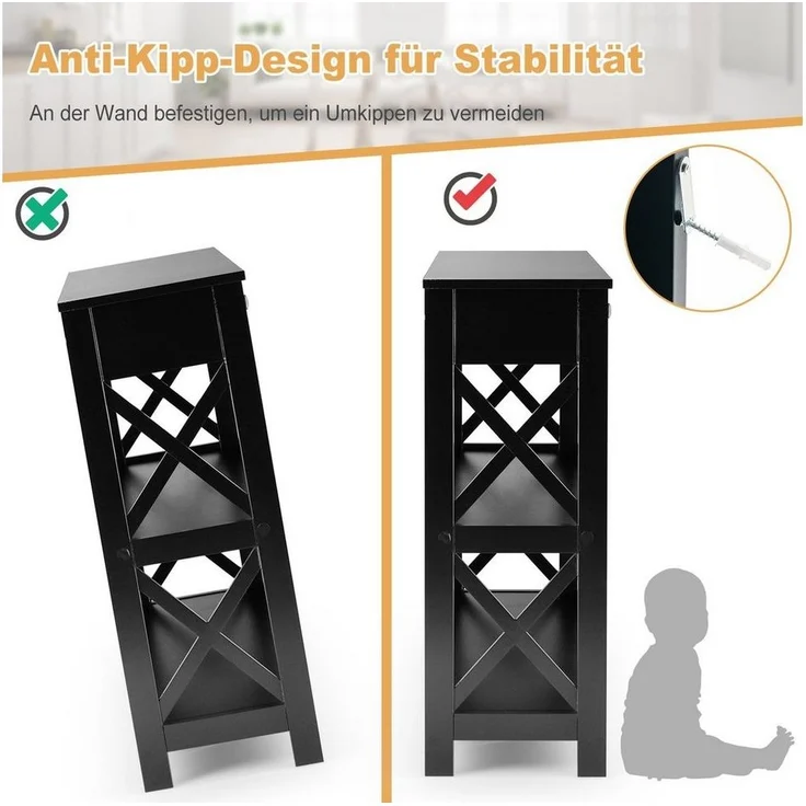 COSTWAY Konsolentisch, 3 Ebenen mit Schublade, Holz, 100 x 30 x 80 cm – Bild 2