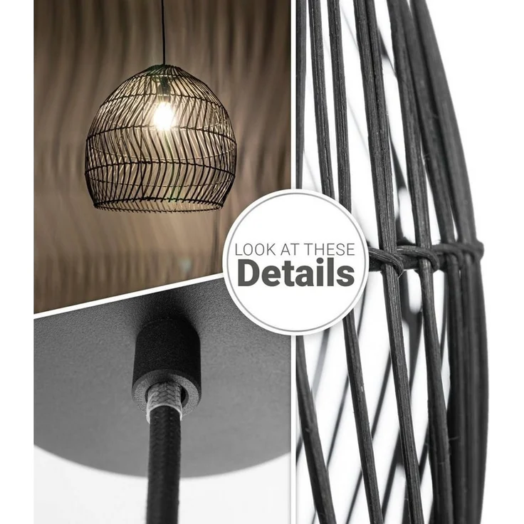 Paco Home Pendelleuchte ORNA, ohne Leuchtmittel, Pendellampe Rattan Korb Boho Modern Esszimmerlampe Natur Vintage E27 – Bild 2