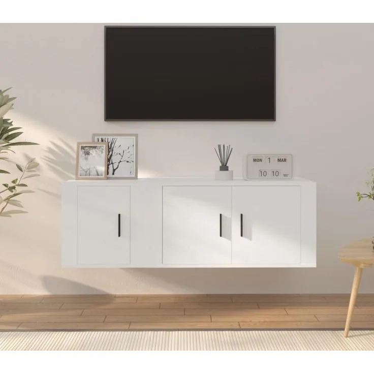 vidaXL 2-tlg. TV-Schrank-Set Weiß Holzwerkstoff 3188406