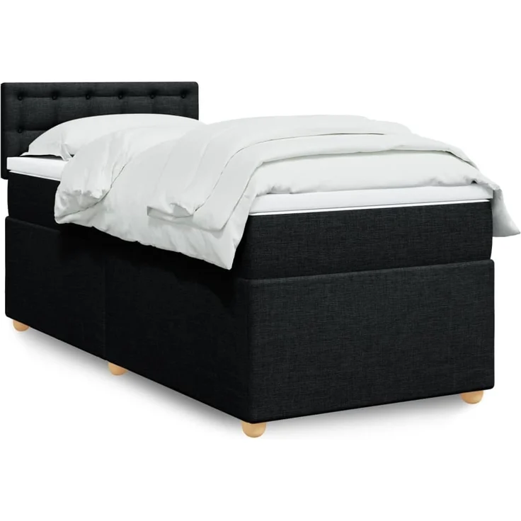 vidaXL Boxspringbett mit Matratze Schwarz 100x200 cm Stoff 3288907 – Bild 1