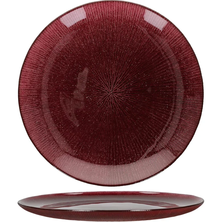 MamboCat Speiseteller 6x Suez Speiseteller Ø27cm Glas Rot Glitzer Essteller Weihnachten, Weihnachtsgeschirr, Weihnachten, Weihnachtsset, Geschirr – Bild 3