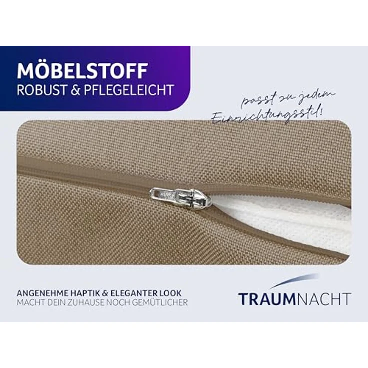 Traumnacht Cozy Rückenkissen, Lesekissen,abnehmbarer, waschbarer Bezug aus 100% Polyester,praktisches Seitenfach,Öko-Tex zertifiziert,produziert nach deutschem Qualitätsstandard,70x40 cm, hellbraun, – Bild 5
