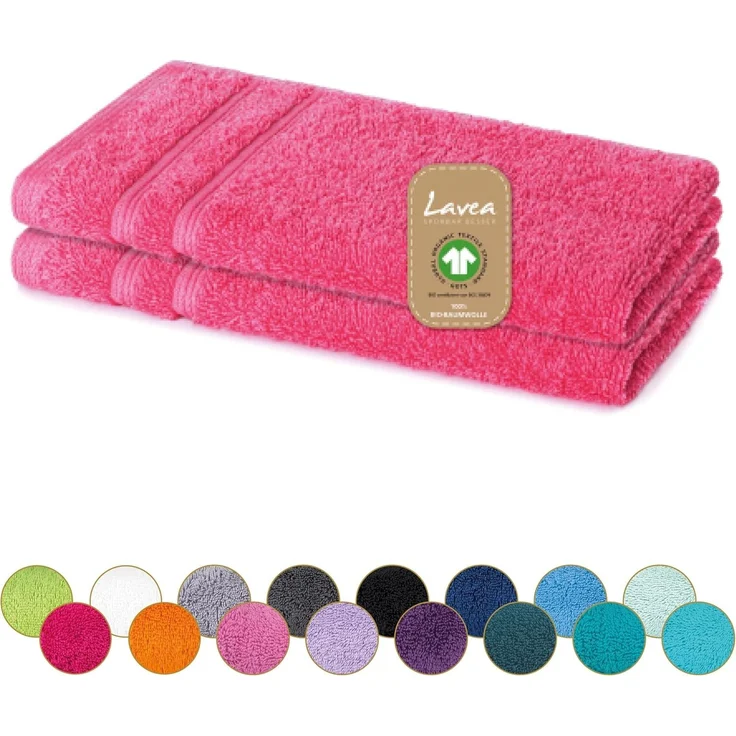 Lavea Gästehandtuch Bali, 30x50cm aus 100% Bio-Baumwolle, einzigartig weiche Gästetücher mit Aufhänger (Set, 2-St), hochwertiges und nachhaltiges Premium Gästetuch – saugstarke Faser – Bild 2