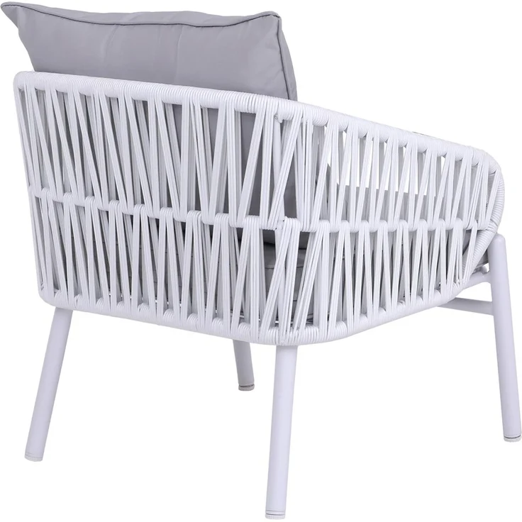 Aluminium-Gartenstuhl HWC-P90, Loungestuhl Sessel Outdoor, Seilgeflecht Rope Stoff/Textil (180g/m²) ~ hellgrau – Bild 8