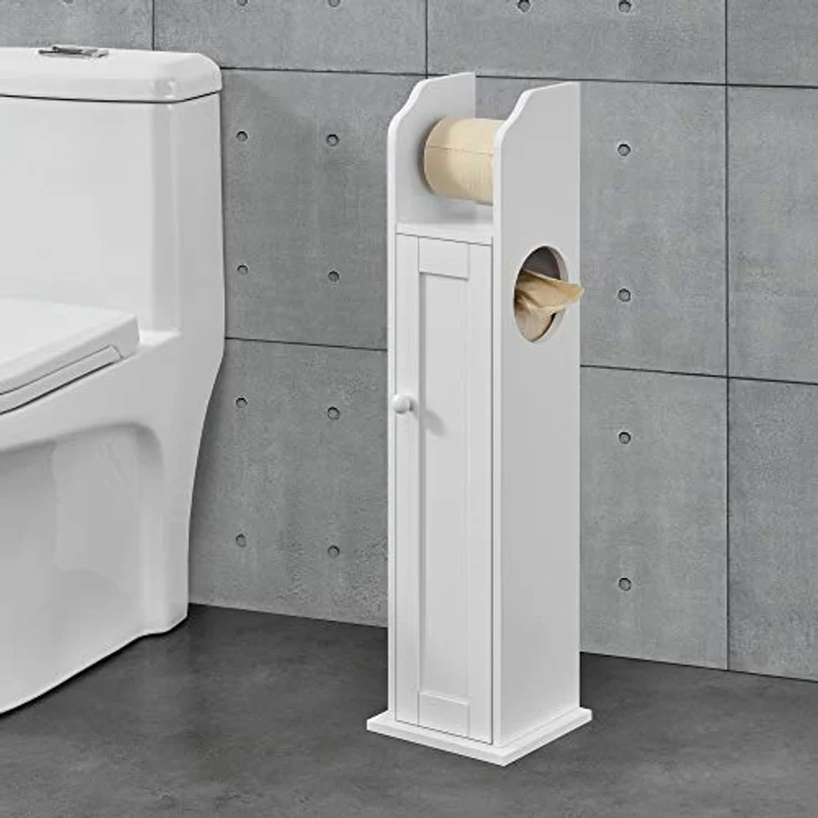 Toilettenpapierhalter Falkenberg 78x20x18 cm Badezimmerschrank mit Ablage Weiß en. casa – Bild 3