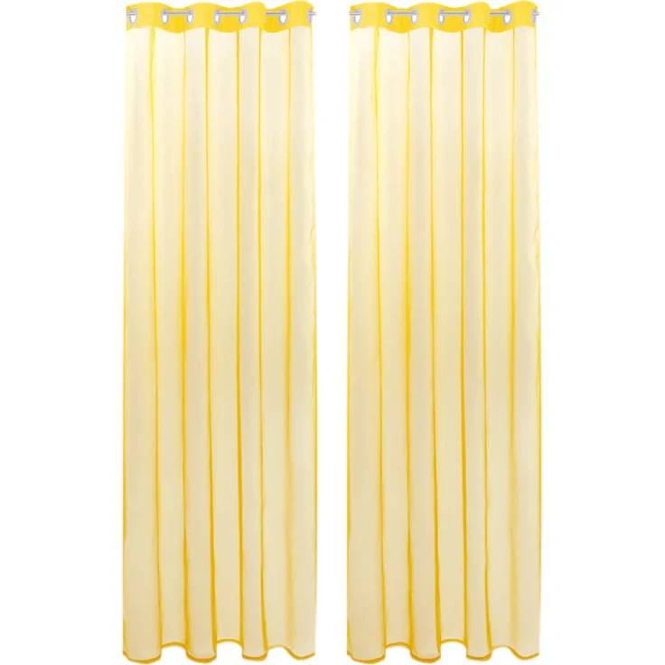 Bestlivings Transparente Gelbe Gardine mit Ösen 2er Pack (B140 x L145), viele Varianten erhältlich – Bild 1