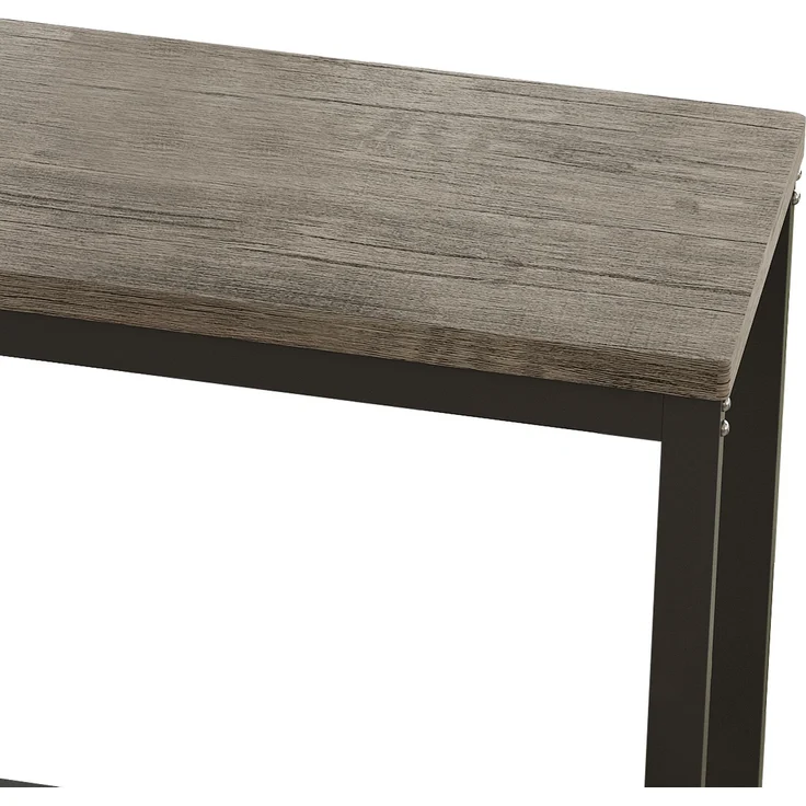 4-teiliges Esstisch-Set mit 1 Bartisch und 3 Hockern mit Metallrahmen und MDF-Holzplatte,hohe Tragfähigkeit,Braun & grau – Bild 10