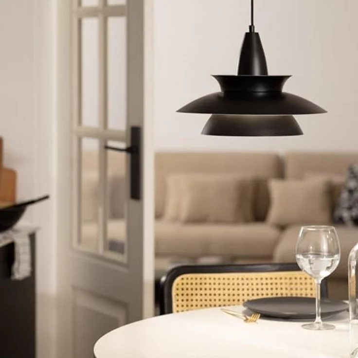 LEDKIA LIGHTING Pendelleuchte Ballnew, Metall Schwarz, E27, höhenverstellbar, 170 cm hoch, Ø 34 cm – Bild 4