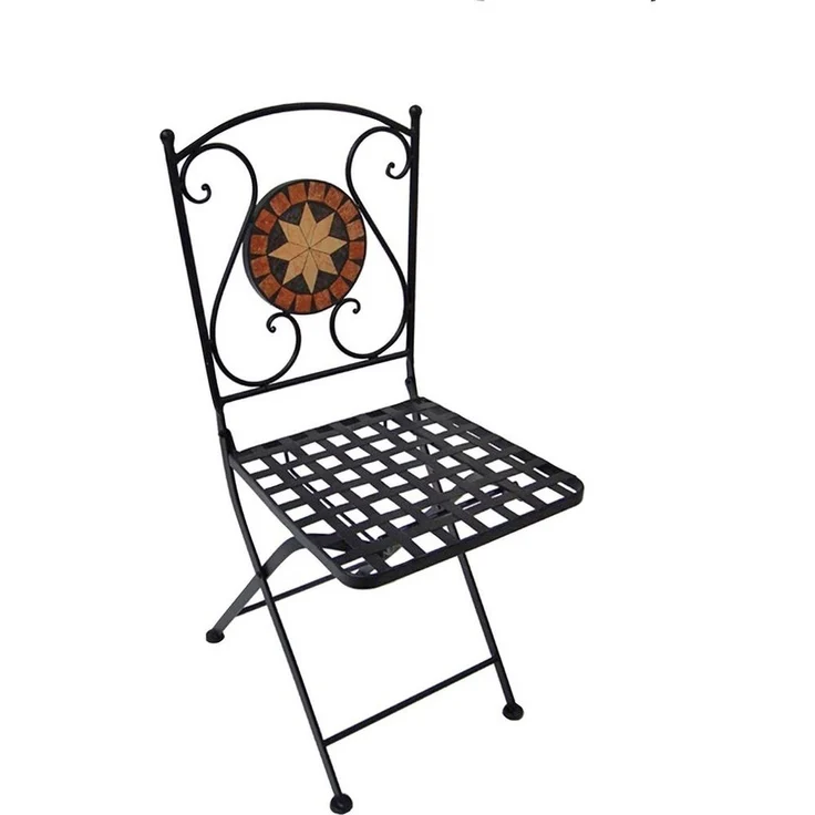 Garden Pleasure Balkon Set, 3tlg., Mosaik Metall, Schwarz / Braun – Bild 2