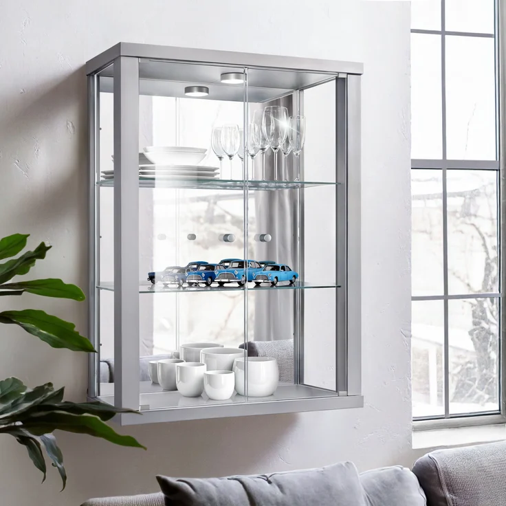 K-Möbel Hängevitrine C1013 (Glasvitrine (80x60x25 cm) mit 2 Glastüren) – Bild 1