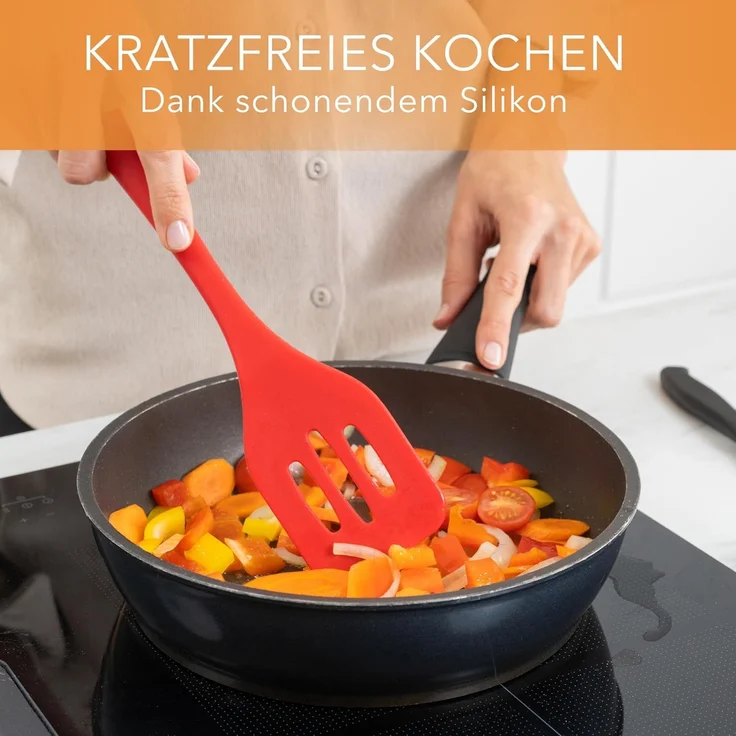 AVANA Kochbesteck-Set Silikon Küchenhelfer Hitzebeständig Kochgeschirr Küchenutensilien (5 Stück), Schneebesen, Spachtel, Backpinsel, Pfannenwender – Bild 6