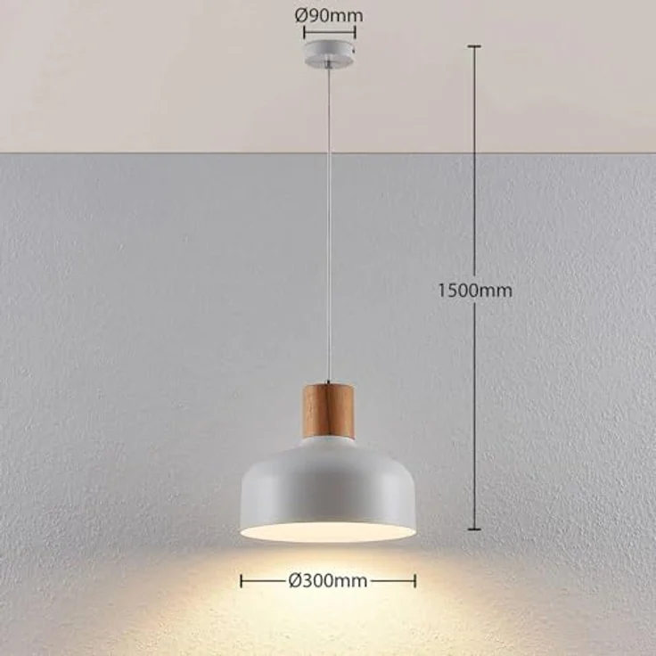 LINDBY Hängeleuchte Carlise mit Holzelement, Pendelleuchte für Wohnzimmer und Esszimmer, gemütliche Atmosphäre – Bild 6