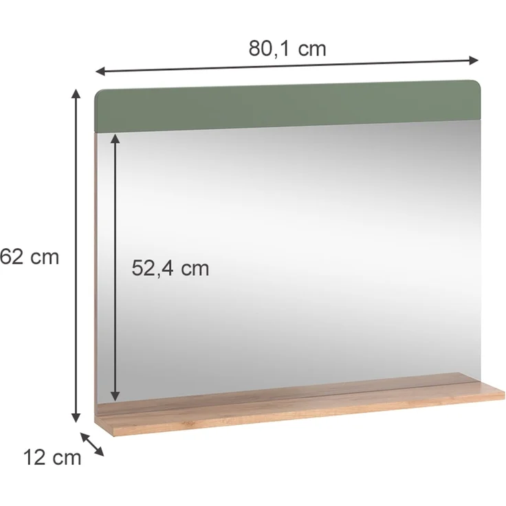 Badezimmerspiegel Izan Grün/Goldkraft Eiche 80.1 x 62 cm mit Ablage Vicco – Bild 2