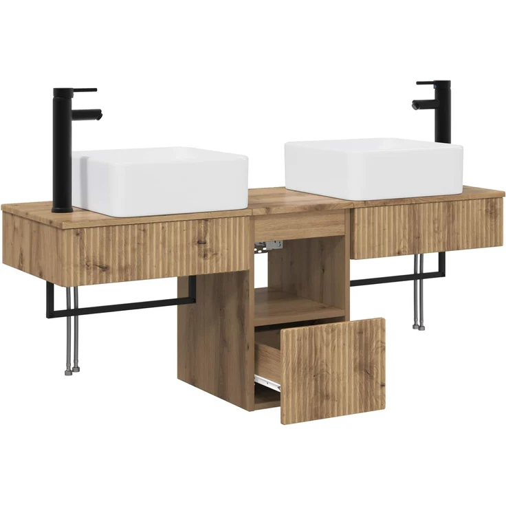 vidaXL Badezimmerschrank-Set 3 stk. Artisan-Eiche 130 x 41 x 80 cm 3405606 – Bild 4