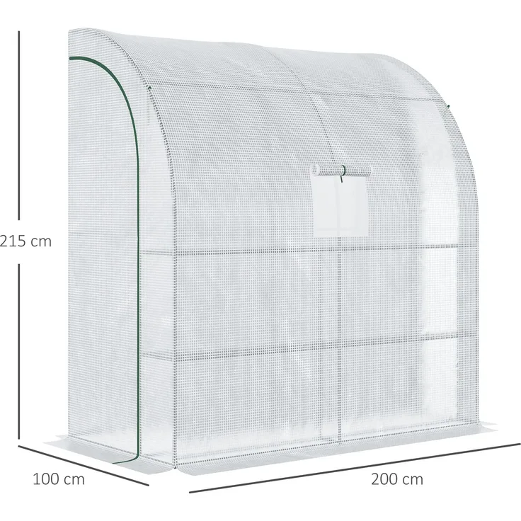 Wohnora-Foliengewächshaus Tomatengewächshaus mit Mesh Fenster, Treibhaus mit aufrollbaren Türen, Anzuchthaus mit UV Schutz, Weiß, 200 x 100 x 215 cm,H 215cm x T 200cm x B 100cm
