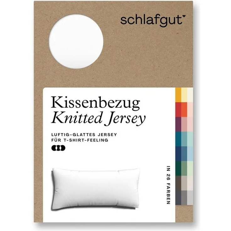 Schlafgut Kissenbezug Knitted Jersey aus Bio-Baumwolle mit Elasthan, bügelfrei, (1 Stück), besonders fein gestrickt, Kissenhülle mit farbigem Reißverschluss