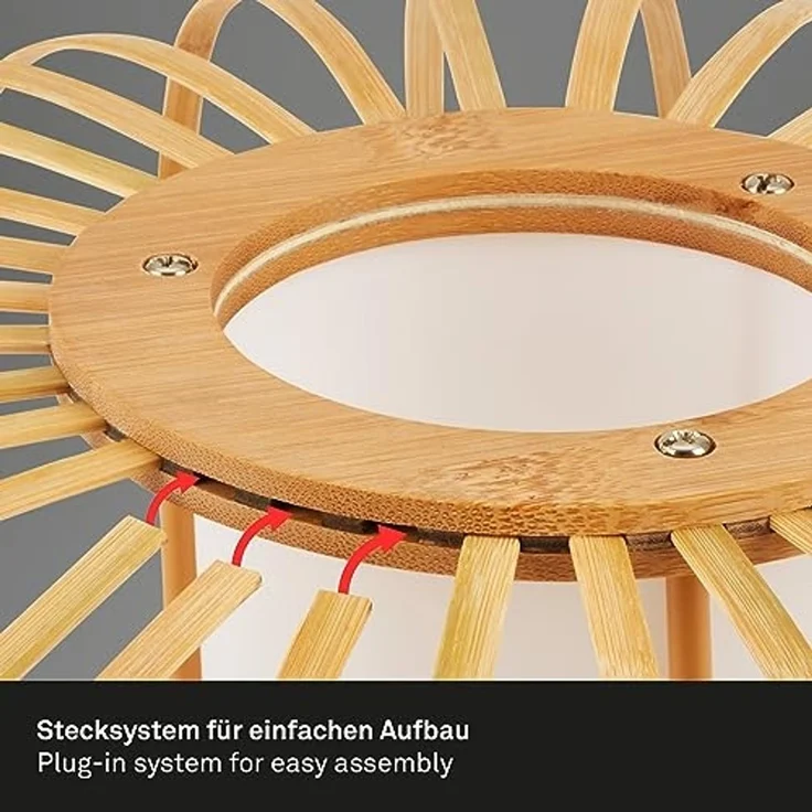 BRILONER – Stehlampe für das Wohnzimmer, Leselampe, Wohnzimmer, Wohnzimmerlampe, Stehlampe Holz, Boho, Schlafzimmer Deko, Stehleuchte, E27 Fassung, Schwarz-Holz – Bild 7
