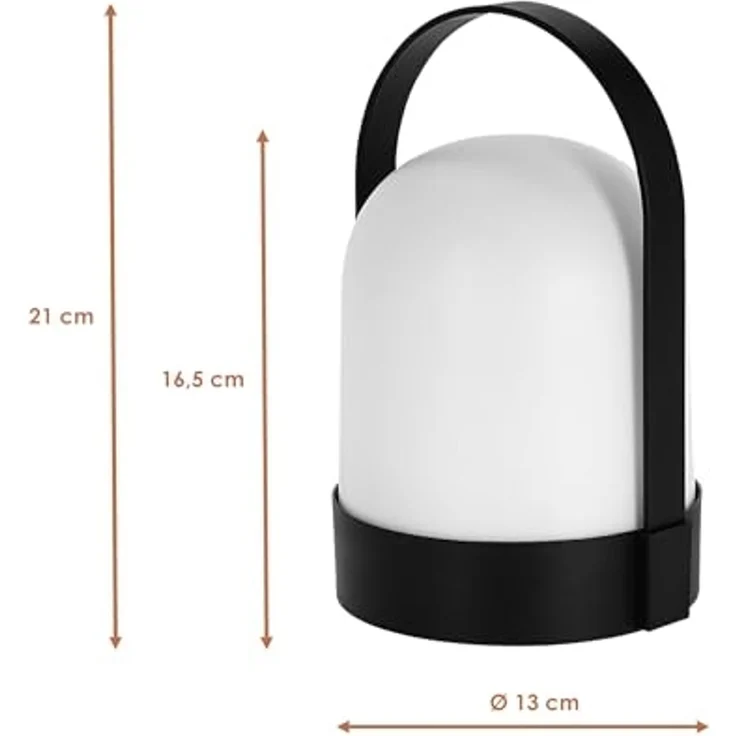 Spetebo LED Außen-Tischleuchte LED Garten Tischleuchte warm weiß - 21 x 13 cm, AN / AUS, LED fest integriert, warmweiß, Tischlampe mit Henkel Batterie betrieben – Bild 2