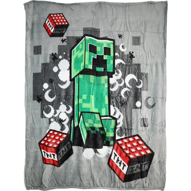 Wohndecke Minecraft Creeper Flanell Fleecedecke Kuscheldecke 130x160 cm, Minecraft