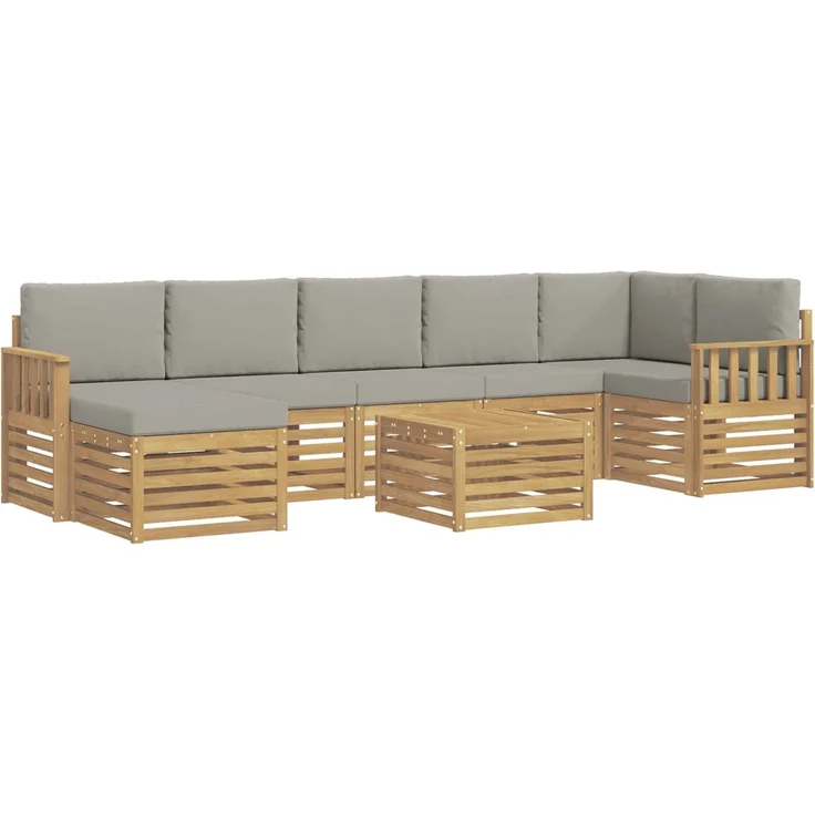 vidaXL Outdoor-Sofagarnitur 8 stk. 8-Sitzer Weiß und Hellgrau 3392226 – Bild 2