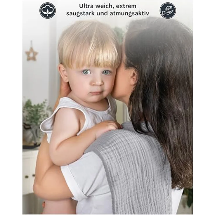 Laynenburg Spucktuch Baby 10er-Set in 30x50cm aus extra weichem Musselin - 100% Baumwolle, Musselin-tücher als Mulltücher, Mullwindeln oder Stoffwindeln – Bild 6