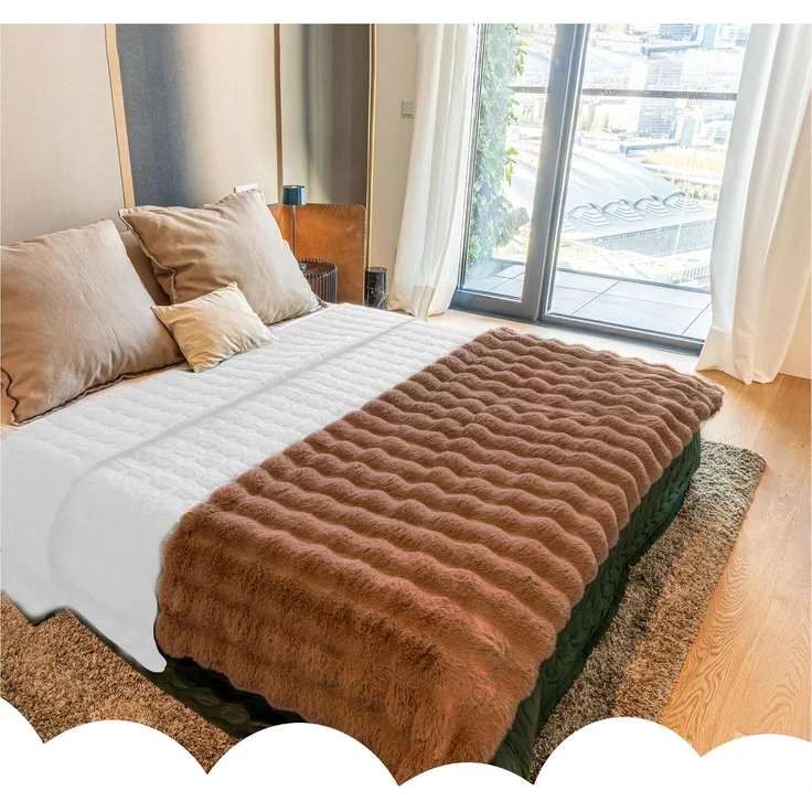 Dailydream Kunstfell Kuscheldecke - Wohndecke Warm Weich Luxus Tagesdecke, 150x200cm, Camel – Bild 9