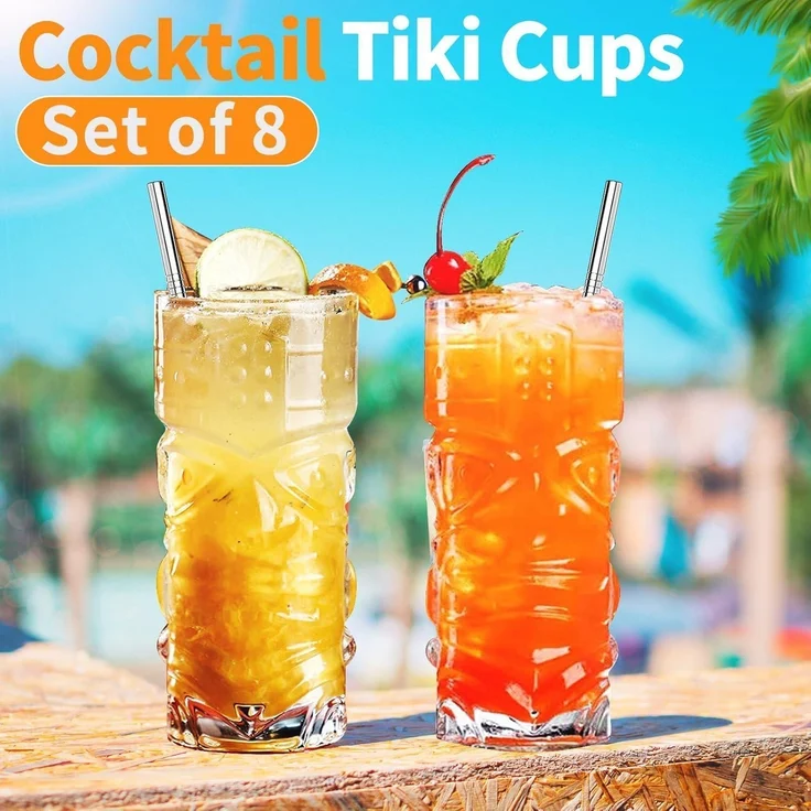 INFTYLE Kunststoff Tiki Becher 18 Oz - 8er Pack - Party Cocktails Limonade – Bild 3