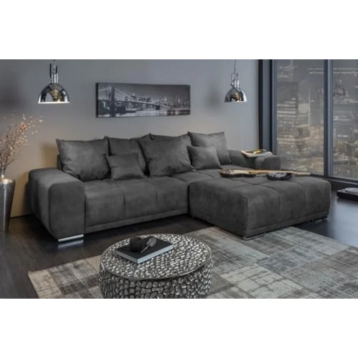 riess-ambiente Big-Sofa ELEGANCIA 285cm grau, Einzelartikel 1 Teile, XXL Couch · Microfaser · mit Federkern · inkl. Kissen · Design – Bild 2