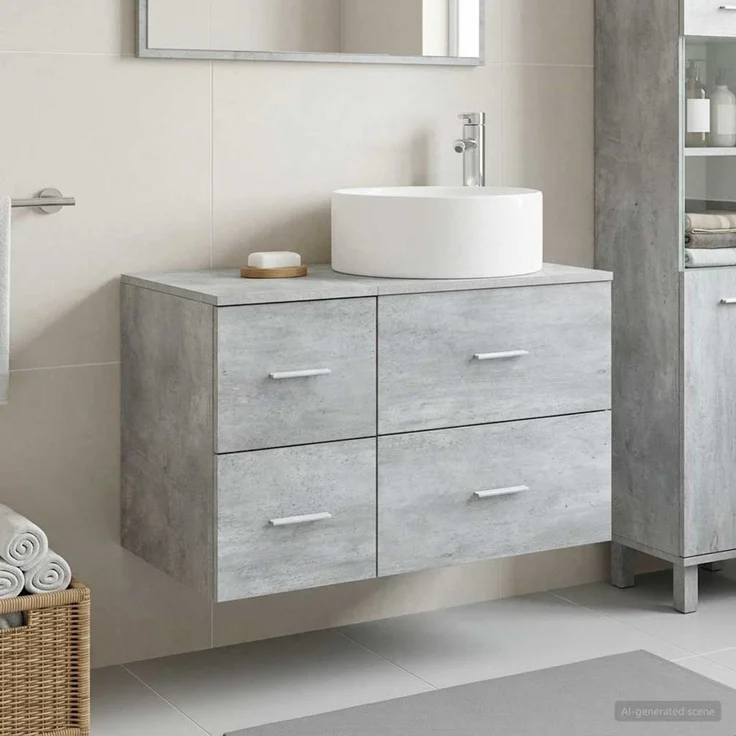 vidaXL Badezimmerschrank-Set 2 stk. Betongrau 79,5 x 44,5 x 80 cm 3404011 – Bild 1