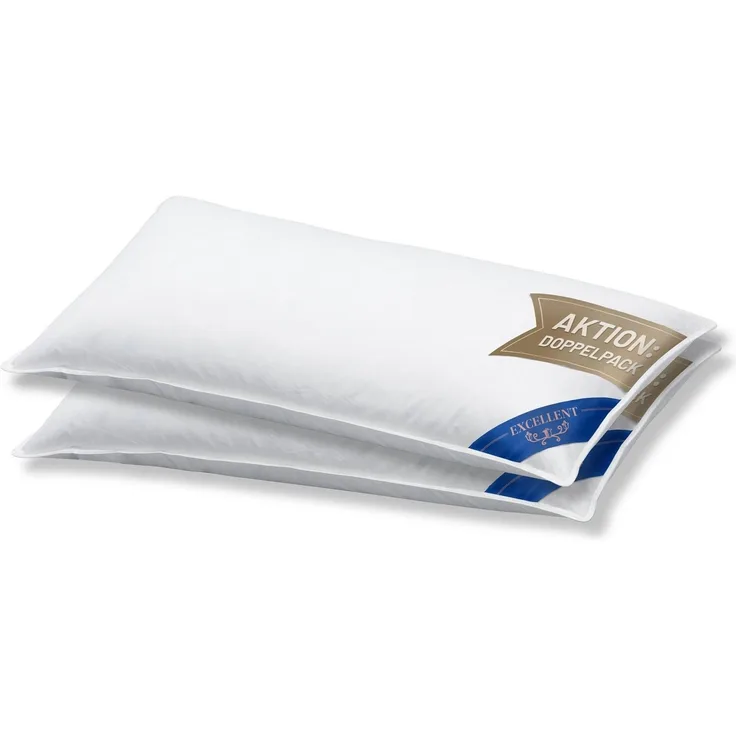 Excellent 3-Kammer-Kopfkissen Kissen 40x80 & 80x80 cm und im Spar Set!, Füllung: 100% Gänsedaunen (Außenkammer), Bezug: 100% Baumwolle