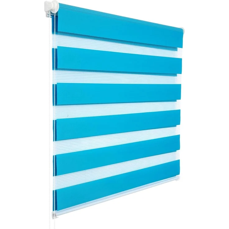 WOLTU Doppelrollo Klemmfix ohne Bohren Türkis B90 x H150 cm, Duo Rollo Zebrarollo Fensterrollo Klemmrollo Seitenzugrollo Easyfix lichtdurchlässig & verdunkelnd Rollos für Fenster und Tür – Bild 1