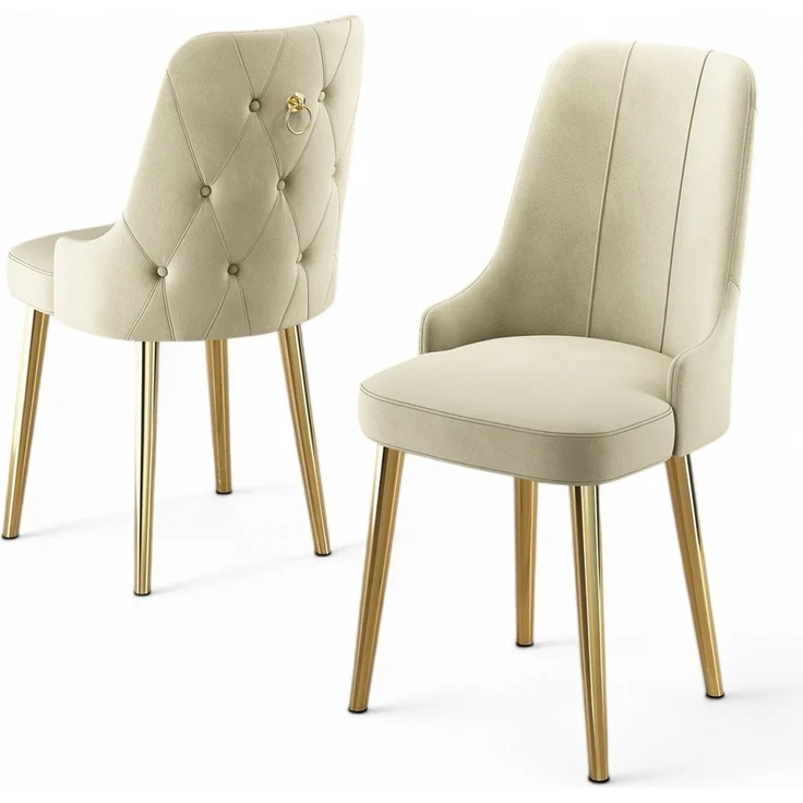 Skye Decor 'Newa - Cream, Gold' Stuhlset (2-teilig), Creme / Gold, 46 x 94 x 46 cm – Bild 2