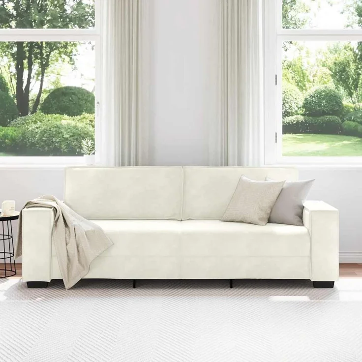 vidaXL 3-Sitzer-Sofa Creme 220x78x84 cm Samt 4105038 – Bild 2