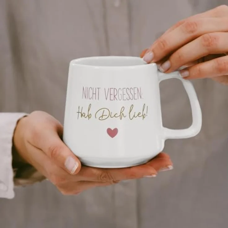 GRUSS & CO Tasse konisch "Hab dich lieb!" | Steinzeug, 43 cl, mehrfarbig | Geschenk Verliebte | 48447 – Bild 3