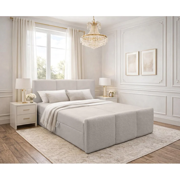 AX LIVING Boxspringbett in Beige Ankarra 140x200 cm Bett mit Stauraum – Bild 1