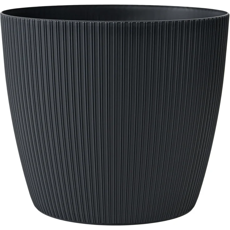 KONZEPT Blumentopf groß, gerillte Struktur 26/30cm, Übertöpfe für Zimmerpflanzen, aus Kunststoff ideal für Wohnzimmer, Küche und Balkon – Bild 1