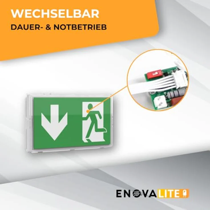 ENOVALITE LED Arbeitslicht LED-Fluchtwegleuchte, Notstrom, TEST-Funktion, Ein- & Aufbau, IP65, LED fest integriert, Tageslichtweiß, kaltweiß, 4 Piktogramme – Bild 6